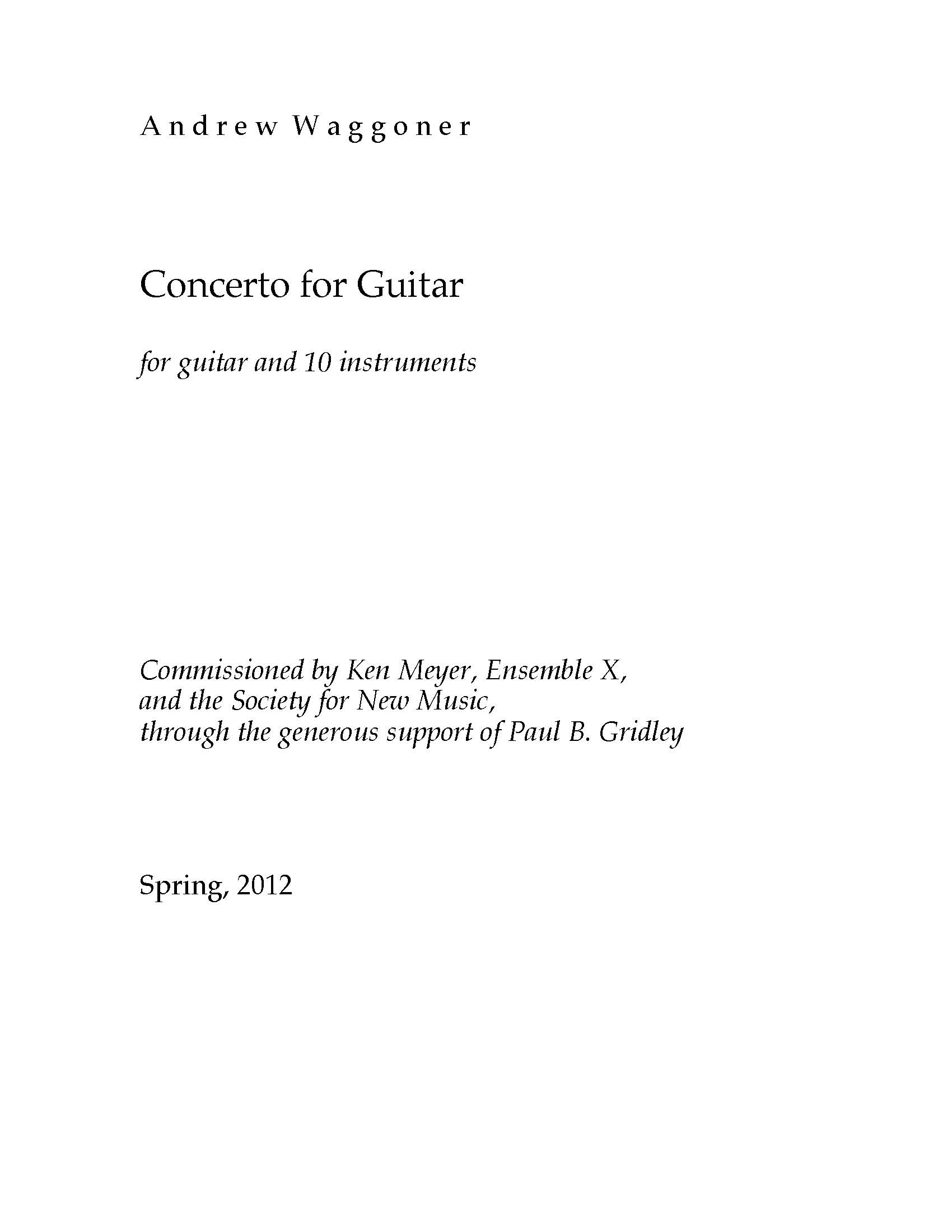 Concerto for Guitar for Guitar and 10 instruments
